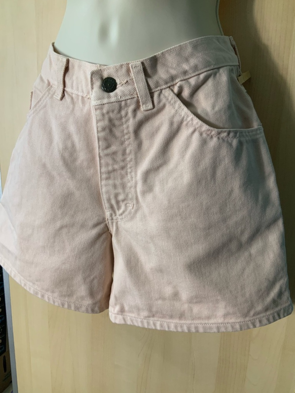 Vintage Moda International High Waist Jean Shorts, Light Pink, Size 6